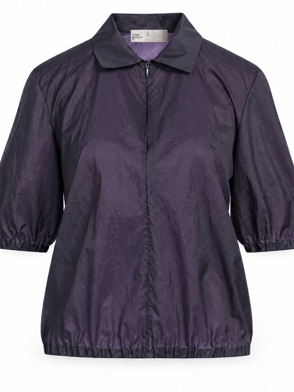 Tory Burch Nylon Taffeta Zip Polo Top Dark Grey / Navy Size Small LIKE NEW